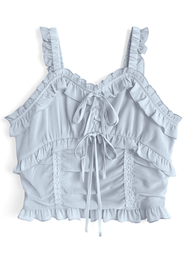 ダブルリボンフリルキャミソールトップス