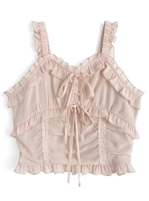 ダブルリボンフリルキャミソールトップス