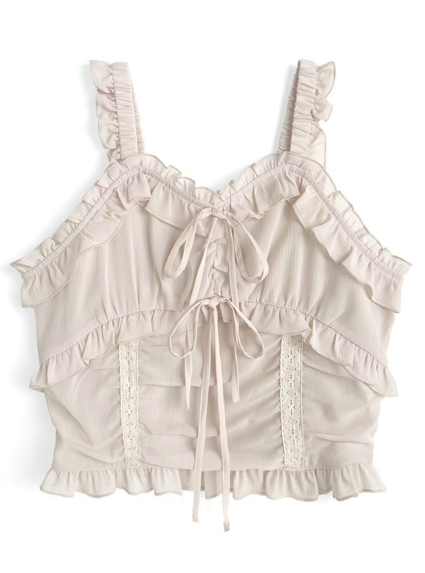 ダブルリボンフリルキャミソールトップス