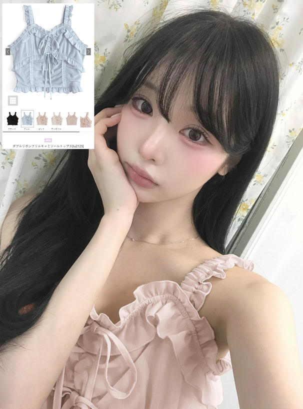 ダブルリボンフリルキャミソールトップス[tu2125] | レディース