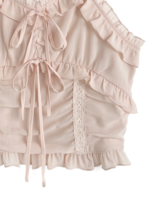 ダブルリボンフリルキャミソールトップス