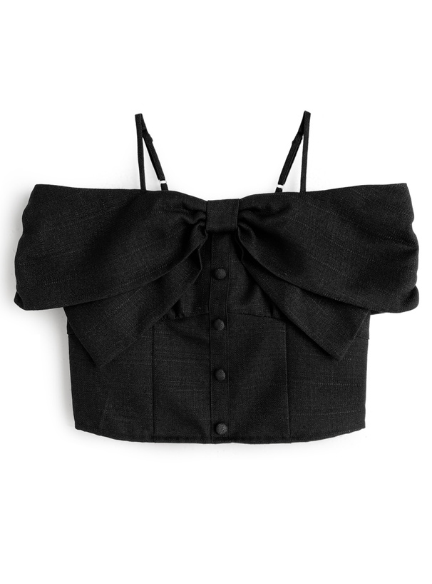 ビッグリボンツイードオフショルダートップス