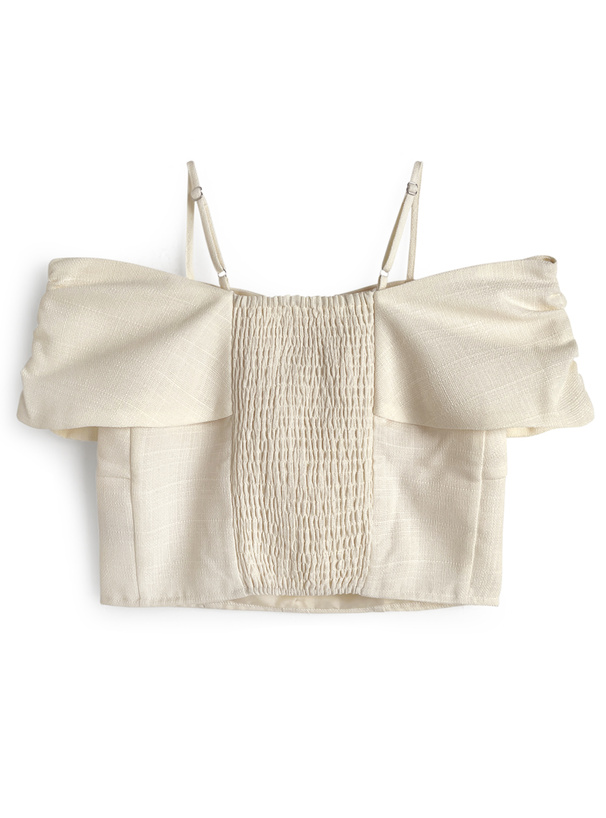 ビッグリボンツイードオフショルダートップス