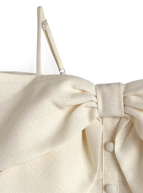 ビッグリボンツイードオフショルダートップス