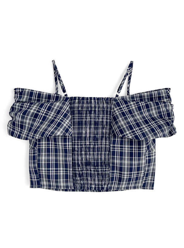 チェック柄ビッグリボンオフショルダートップス