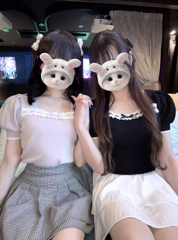 レースリボン配色ニットトップス