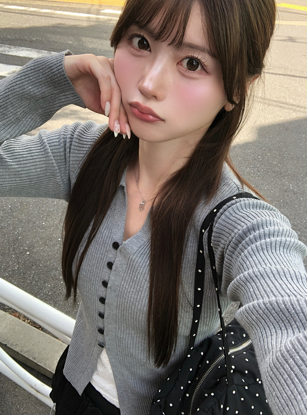 スキッパーリブニットトップス