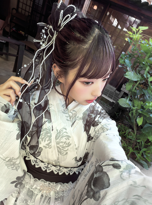 パールオーガンジーロングリボンヘアクリップ[tu288] | レディース