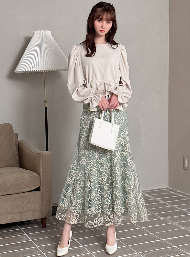 花柄刺繍バイカラーマーメイドスカート[tu368] | レディースファッション通販のグレイル(GRL)【公式】