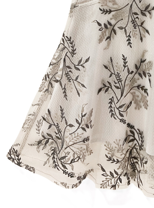 花柄刺繍チュールマーメイドスカート