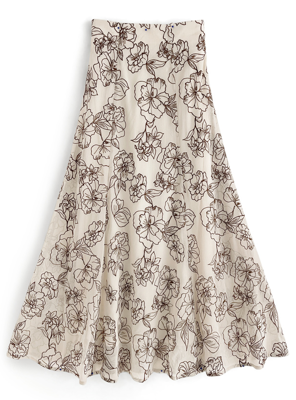 花柄刺繍フレアスカート