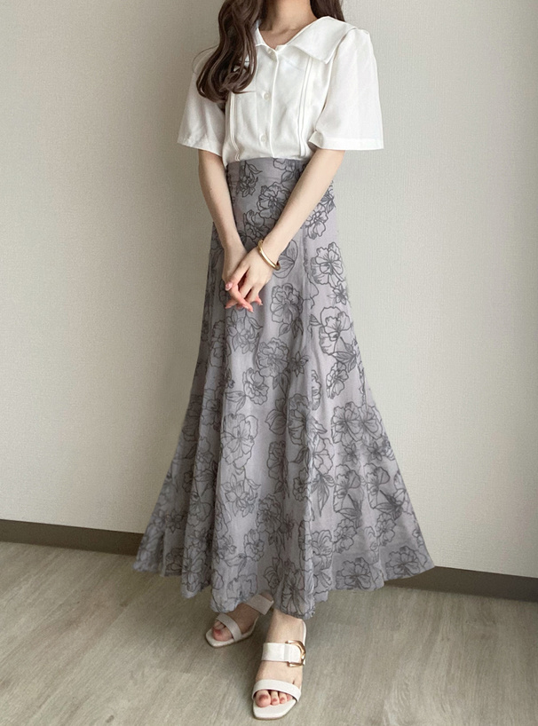 花柄刺繍フレアスカート[tu441] レディースファッション通販のグレイル(GRL)【公式】