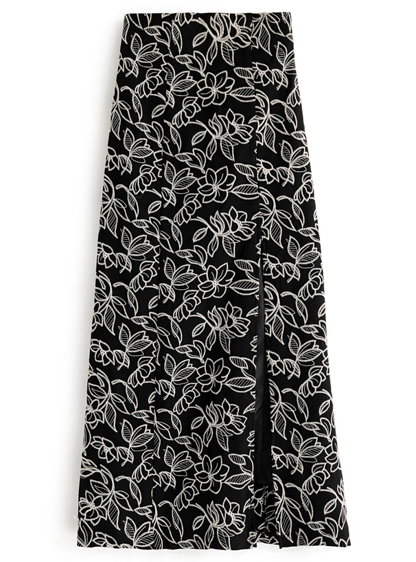 花柄刺繍スリットタイトロングスカート[tu480] | レディース