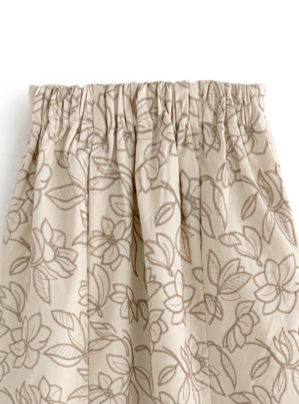 花柄刺繍スリットタイトロングスカート