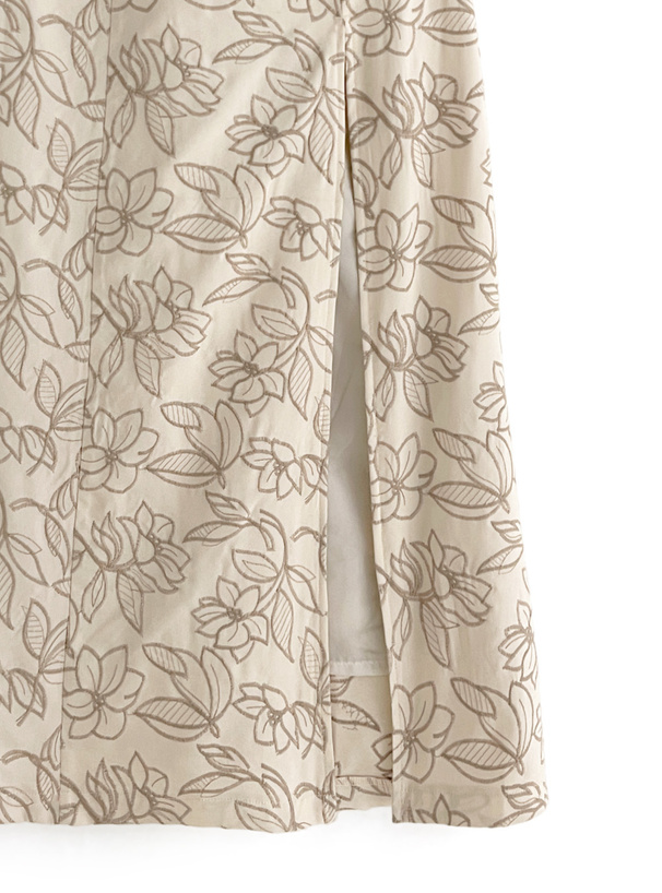 花柄刺繍スリットタイトロングスカート[tu480] | レディース 