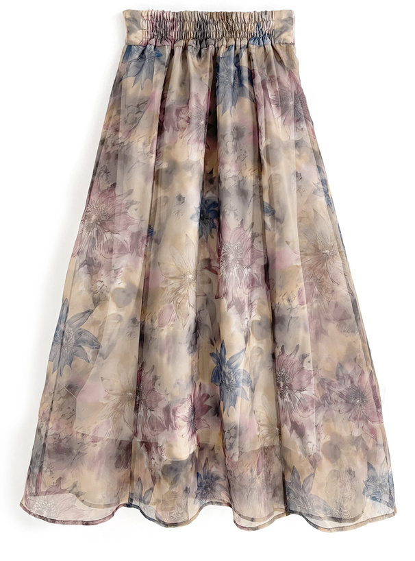 花柄オーガンジーフレアスカート[tu506] | レディースファッション通販 