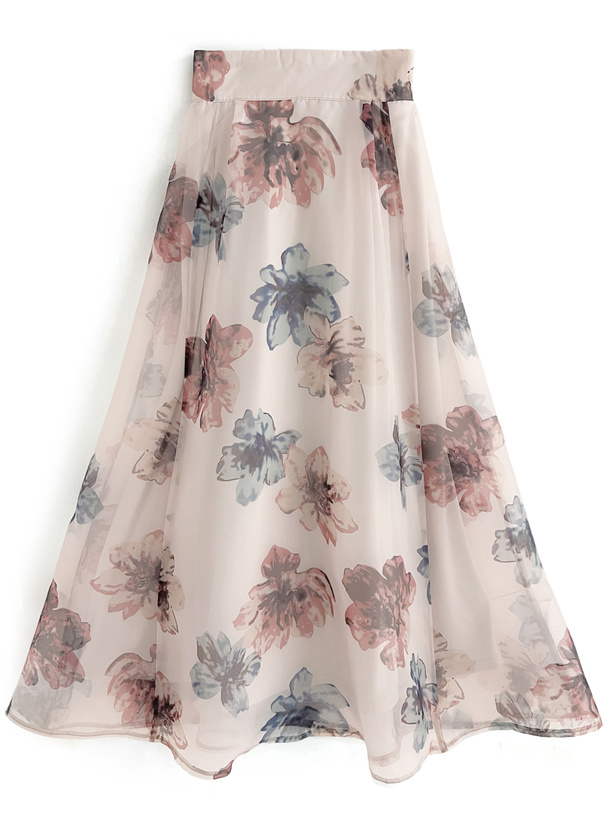 花柄オーガンジーフレアスカート[tu536] | レディースファッション通販 ...
