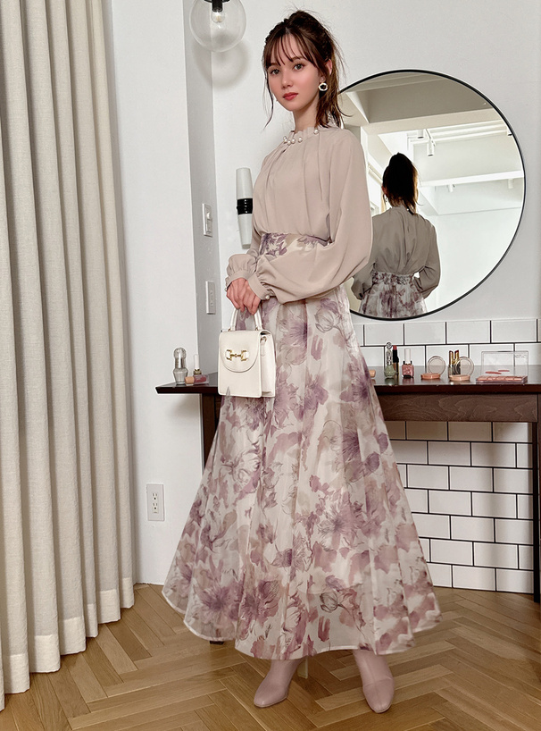 花柄オーガンジーフレアスカート[tu537] | レディースファッション通販