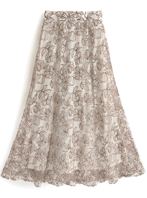 花柄刺繍シアーフレアスカート[tu564] | レディースファッション