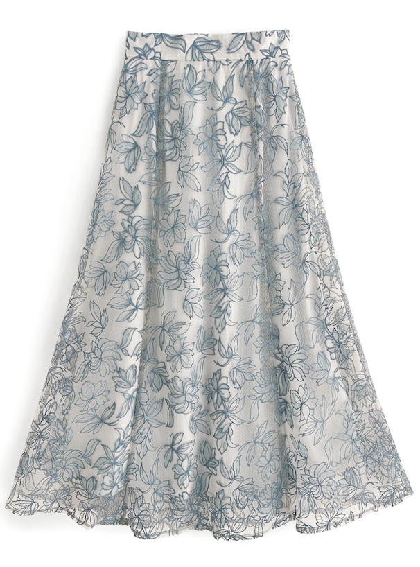 花柄刺繍シアーフレアスカート[tu564] | レディースファッション通販の