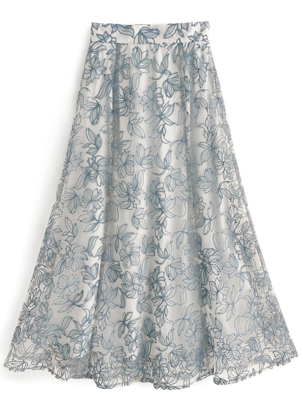 花柄刺繍シアーフレアスカート[tu648] | レディースファッション通販の 