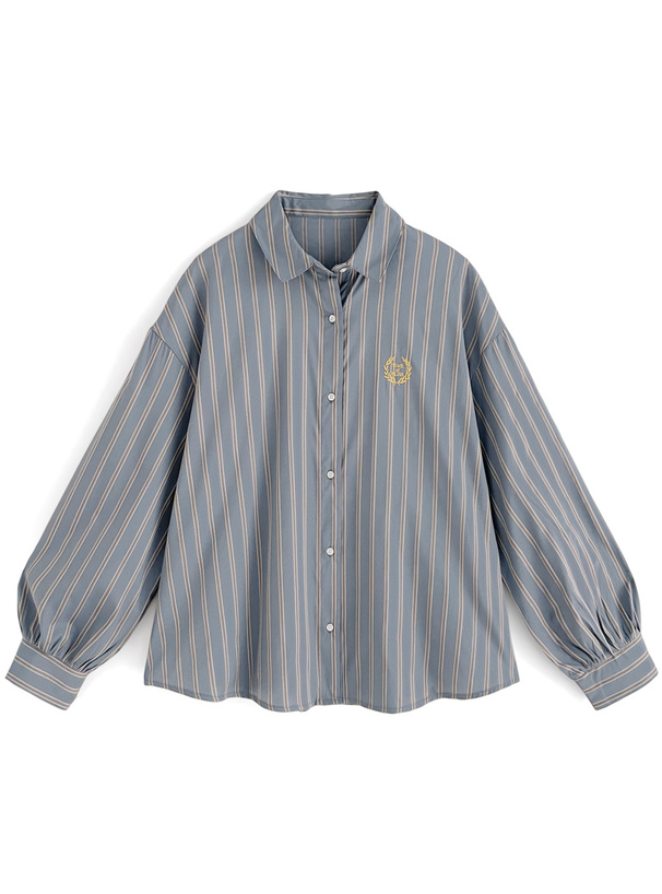 ストライプ柄エンブレム刺繍シャツ[tu800] | レディースファッション通販のグレイル(GRL)【公式】