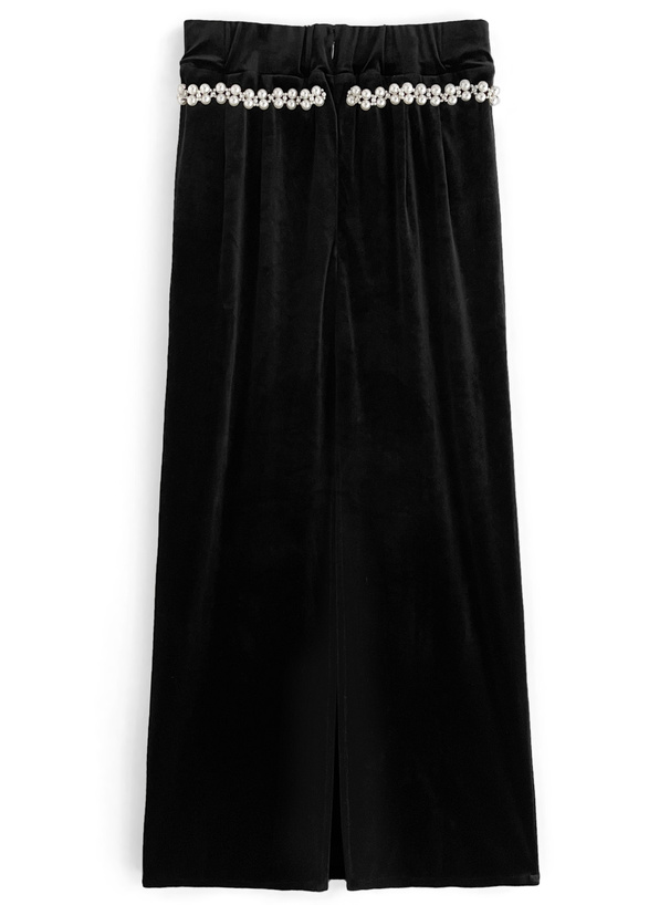 パールビジューベロアロングスカート[tu884] | レディースファッション