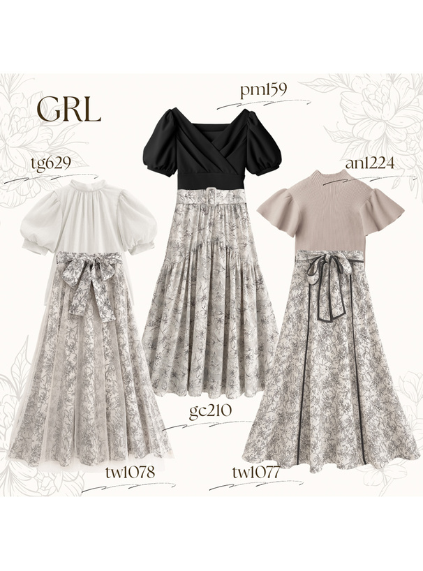 トワルドジュイ柄フレアスカート GRL | khatunejannat.com