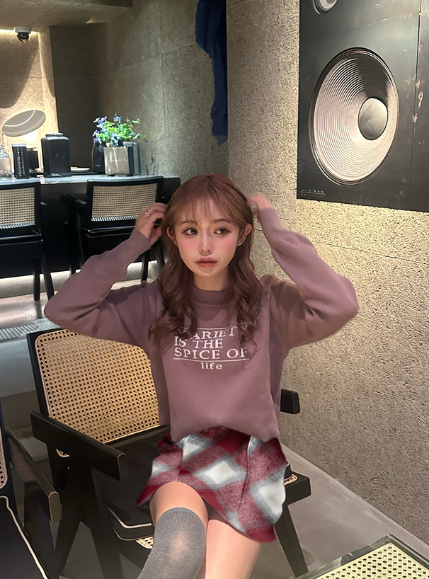 インパン裏地付きチェック柄シャギーミニスカート[tw1179