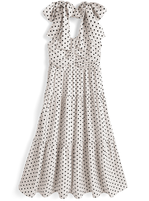 ドット柄リボンティアードワンピース[tw1204]