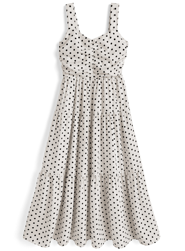 ドット柄ティアードキャミフレアワンピース[tw1205]