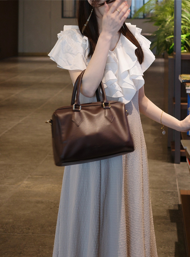 フリルレースドッキングロングワンピース