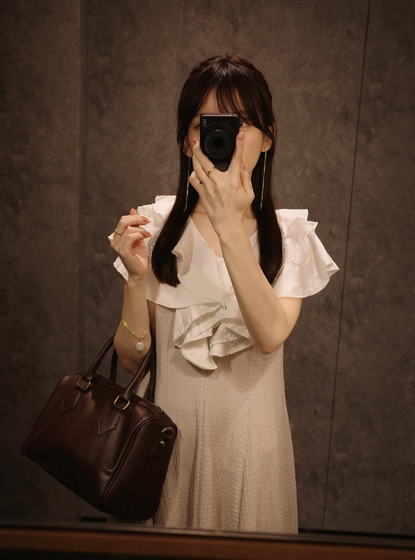 フリルレースドッキングロングワンピース