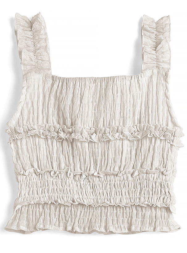 フリルシャーリングキャミソール×フレアスカートセットアップ