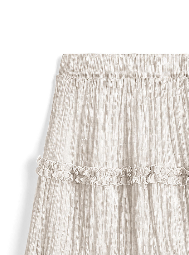 フリルシャーリングキャミソール×フレアスカートセットアップ