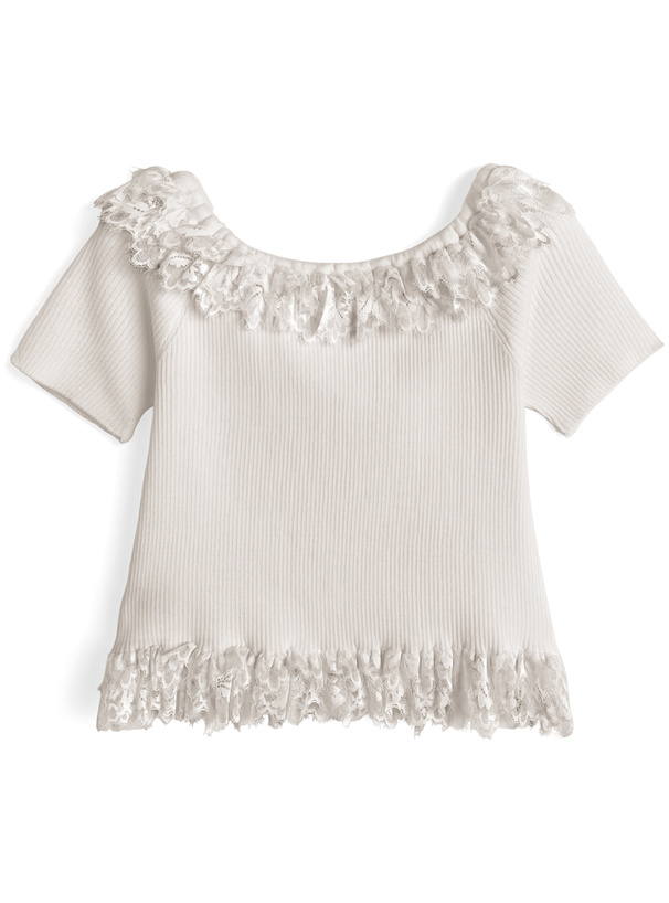 2Wayレースフリルリブニットトップス