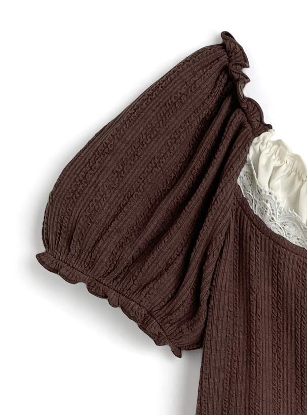 2Wayオフショルダーフリルリボンレーストップス