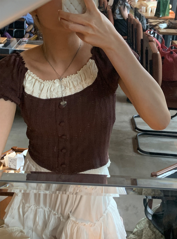 2Wayオフショルダーフリルリボンレーストップス