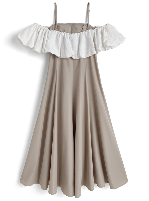 THE TOE フリル付きオフショルダーキャミワンピース THE TOE フリル付きオフショルダーキャミワンピース Erie Frills
