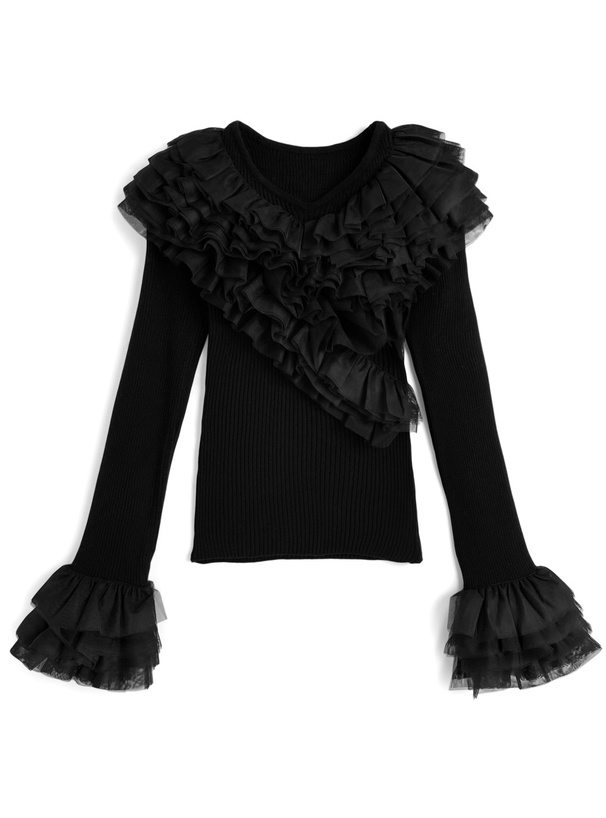 チュールフリルニットトップス