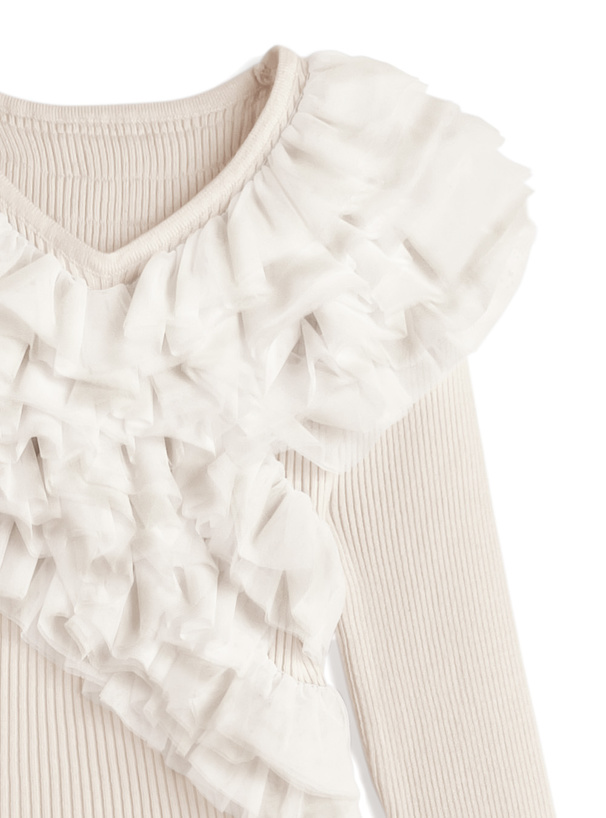 チュールフリルニットトップス