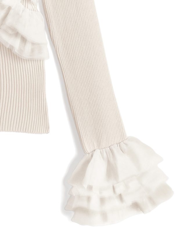 チュールフリルニットトップス