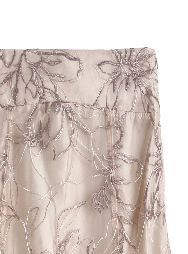 フラワー刺繍チュールマーメイドスカート