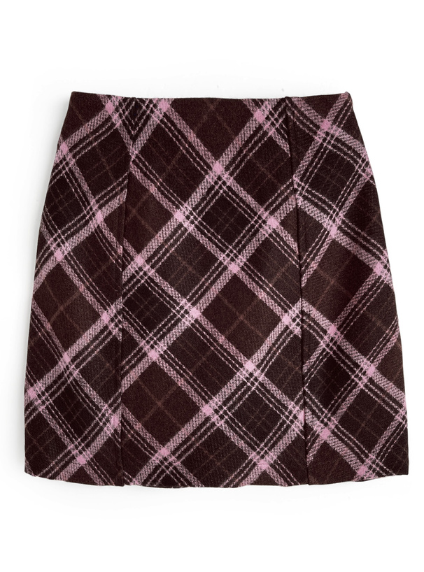 インパン裏地付きチェック柄タイトミニスカート