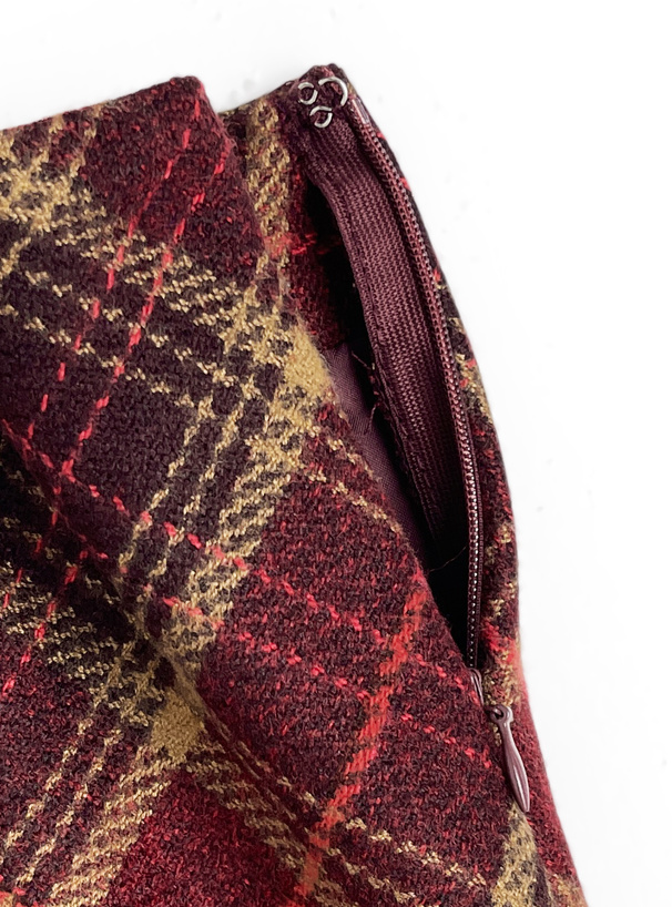 インパン裏地付きチェック柄タイトミニスカート