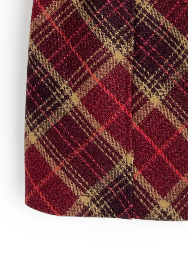 インパン裏地付きチェック柄タイトミニスカート