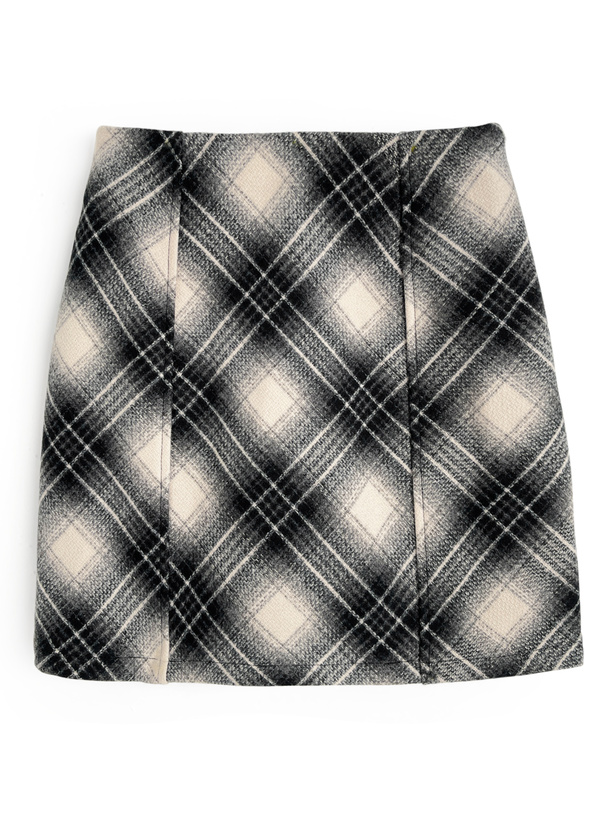 インパン裏地付きチェック柄タイトミニスカート[tw1229]