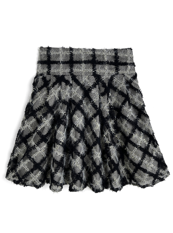 チェック柄シアーフレアミニスカート[tw1231]