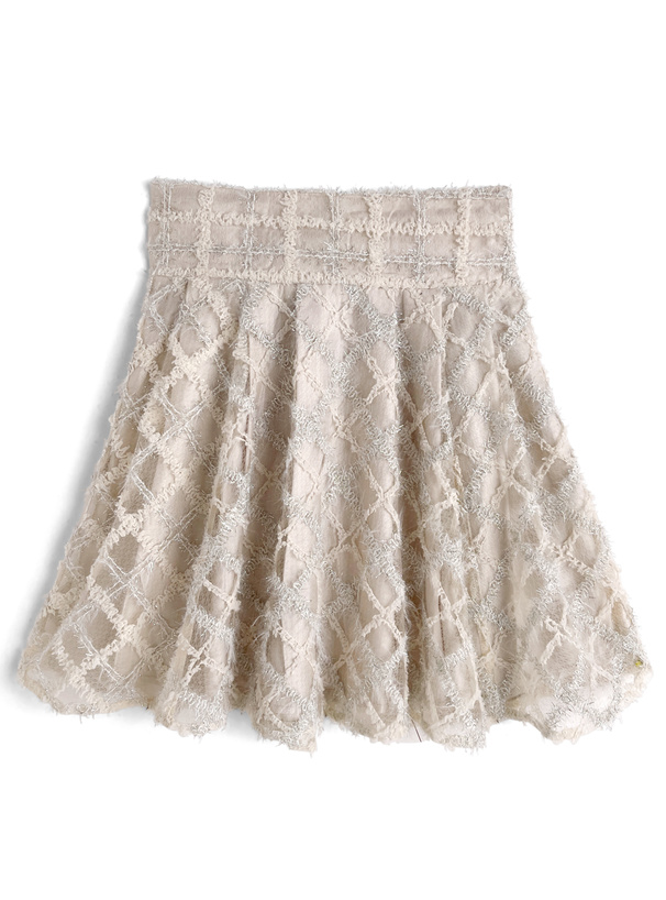 チェック柄シアーフレアミニスカート[tw1231]