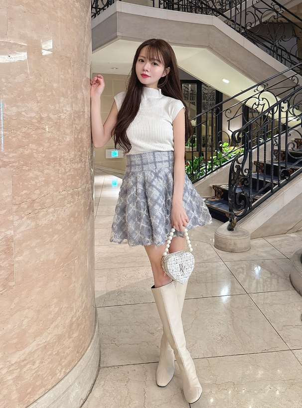 チェック柄シアーフレアミニスカート[tw1231] | レディース